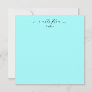 De Notas Cartão Simples "A Note From" Elegante em Aqua