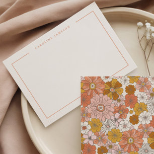De Notas Cartão Simples Floral Retro Groovy