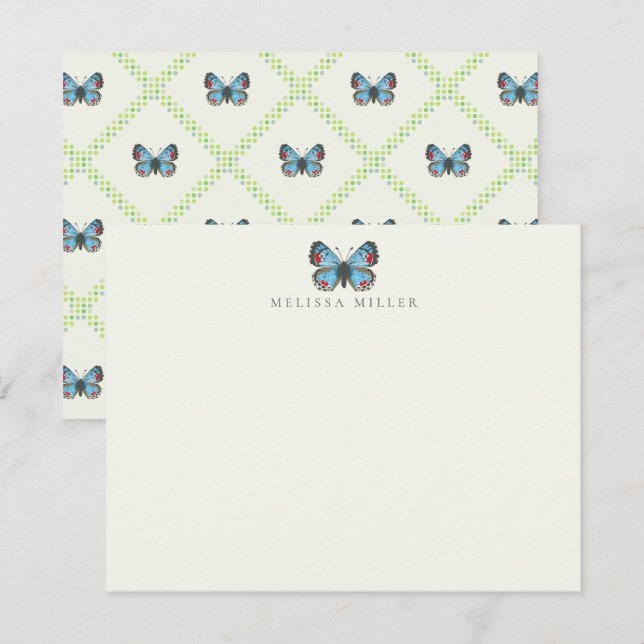De Notas Cartão Sonoran Blue Butterfly Flat Note (Frente/Verso)