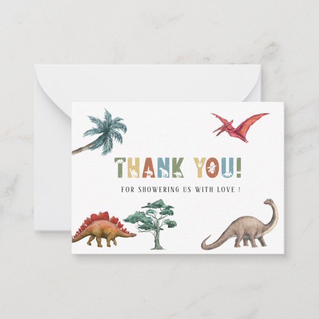 De Notas Cartão Stomp Chomp Roar Watercolor BirthdayCartão  (Frente)