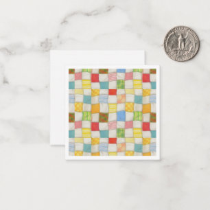 De Notas CRAZY QUILT 2.5x2.5 Quadrado Cartão Plano / Branco