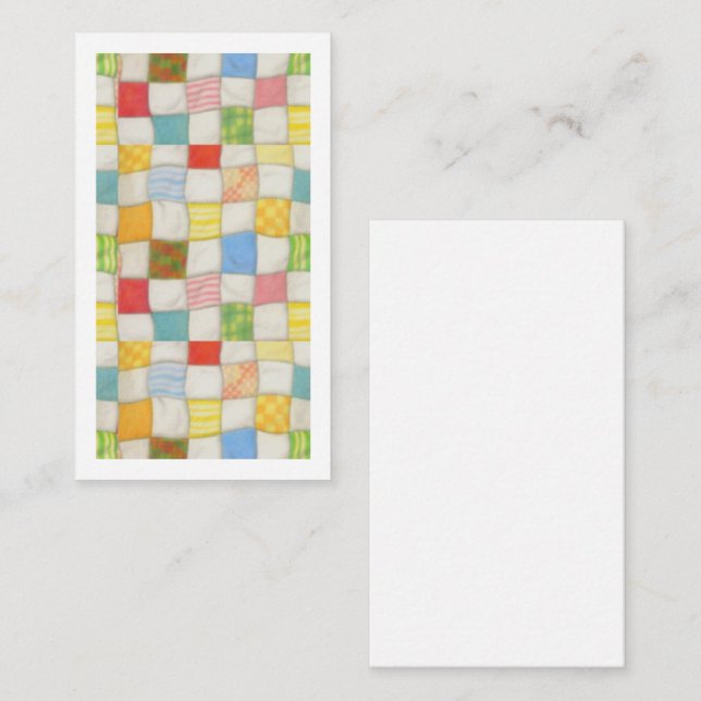 De Notas CRAZY QUILT 3,5x2 Cartão Plano / Branco / Vertical (Frente/Verso)