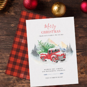 De Notas Feliz Natal Cartão da Família Truck Buffalo Vermel