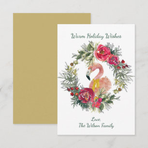 De Notas Feriado Quente Flamingo Wreath Deseja Cartão Perso