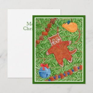 De Notas Gatinho GINGERBREAD Meowy Natal 4.25x5.5 Cartão I