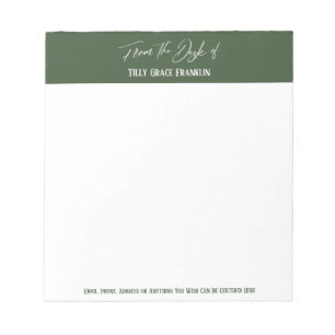 De Notas Manuscrito da mesa do bloco verde escuro