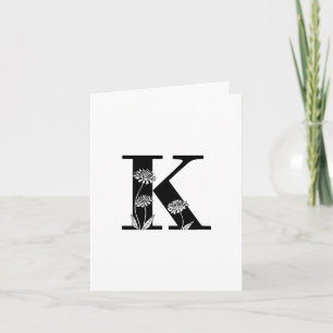 De Notas Monograma Floral K No Cartão White Note