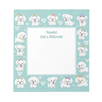 De Notas Nota Mitzvah Personalizada Mint Puppies do Bloco d