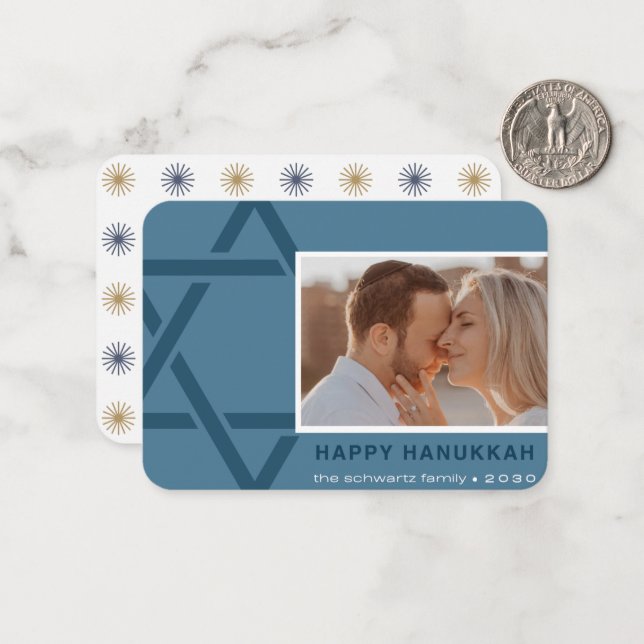 De Notas O Cartão Hanukkah Feliz da Família Schwartz (Frente/Verso In Situ)