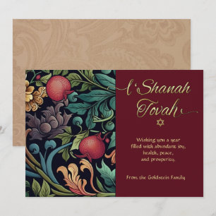 De Notas Rosh Hashanah L'Shana Tovah Cartão Floral Elegante