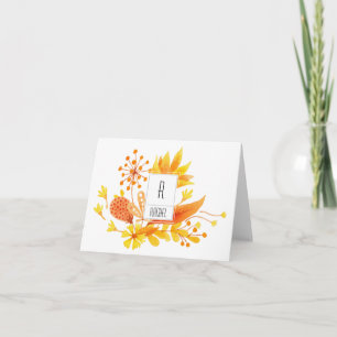 De Notas Vazio Monograma Floral Nota Cartão Flores Laranja