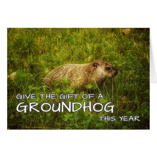 Dê o presente de um cartão de Groundhog este ano (Frente Horizontal)
