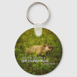 Dê o presente de um Groundhog este ano, chaveiro
