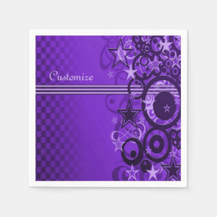 De Papel Círculos retros & guardanapo do roxo das estrelas