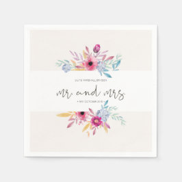De Papel Elegante Floral Casamento Sr. e Sra. | Guardanapo