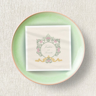 De Papel Elegante Guardanapo Art Nouveau Verde Sálvia e Dou