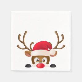 De Papel Elegante Reindeer com Santa Hat | Guardanapo