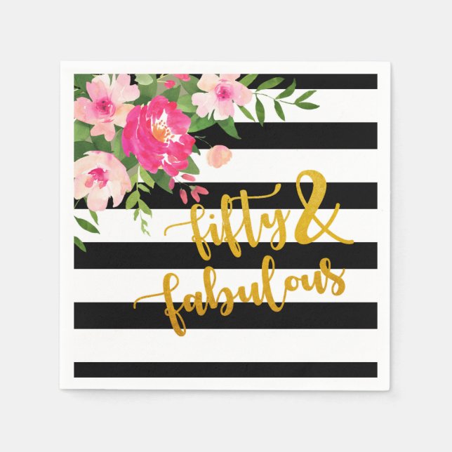 De Papel Guardanapo 50 e fabuloso - Estirpes Pretas/Brancas (Frente)