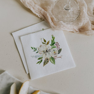 De Papel Guardanapo branco do casamento da peônia do