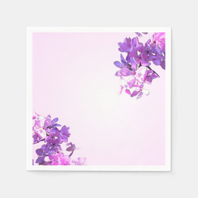 De Papel Guardanapo com Gradiente Rosa e Branco com Flores (Frente)