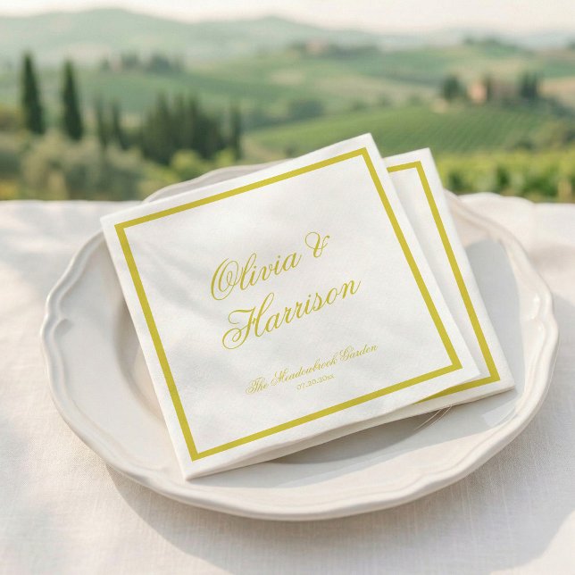 De Papel Guardanapo com Grafia Elegante Amarelo Casamento C (Criador carregado)