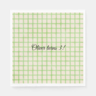 De Papel Guardanapo com padrão xadrez verde personalizado