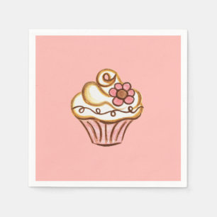 De Papel Guardanapo cor-de-rosa do cupcake