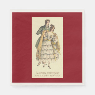 De Papel Guardanapo do vintage do casal do feriado do Natal