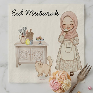 De Papel Guardanapo Eid Mubarak Crianças Muçulmanas