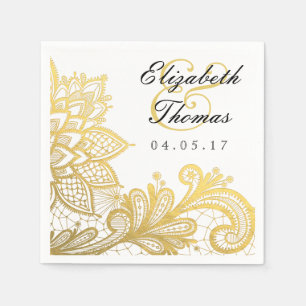 De Papel Guardanapo elegante Dourado do casamento do laço