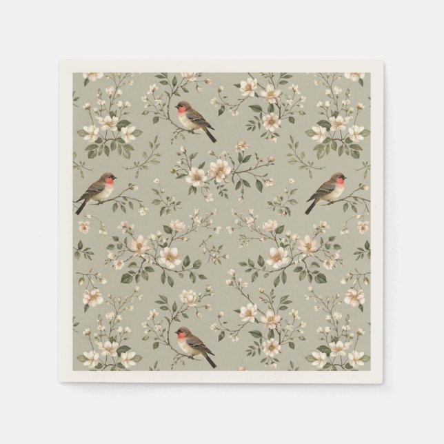 De Papel Guardanapo Floral LoveBird Cocktail (Frente)