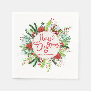 De Papel Guardanapo floral personalizado do Natal da