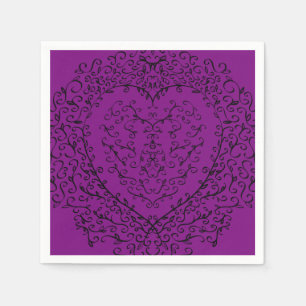 De Papel Guardanapo góticos do casamento do coração roxo
