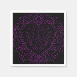 De Papel Guardanapo góticos do casamento do coração roxo