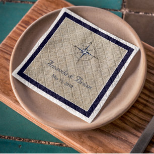 De Papel Guardanapo náuticos personalizados do casamento d