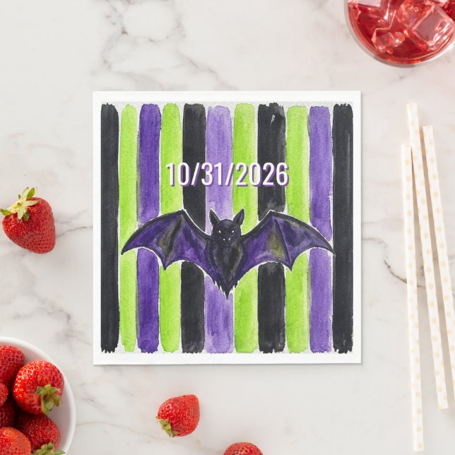 De Papel Guardanapo Personalizado com Listras Verde e Roxo  (Insitu)
