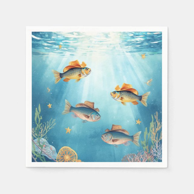 De Papel Guardanapo Temático Fish Party Texas (Frente)