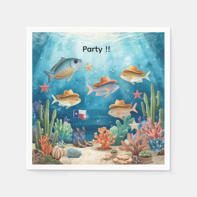 De Papel Guardanapo temático Fish Party Texas (Frente)