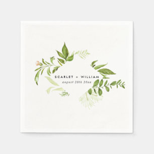 De Papel Guardanapo verde selvagem do casamento da folha da