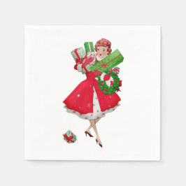 De Papel Guardanapo Vintage Senhora Natal 1950