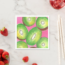 De Papel Kiwi com guardanapo cor-de-rosa verde-neto e rosa