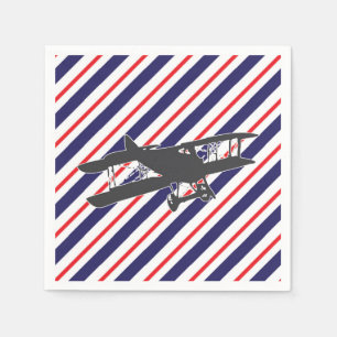 De Papel Marinho e guardanapo vermelhos do avião do biplan