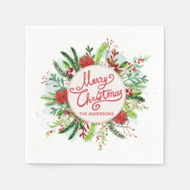 De Papel Natal Floral Personalizado | Guardanapo