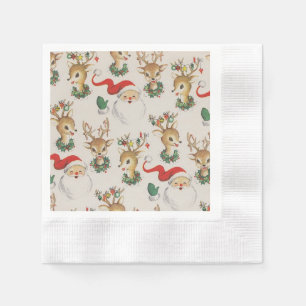 De Papel Natal retro Papai Noel, guardanapo da rena