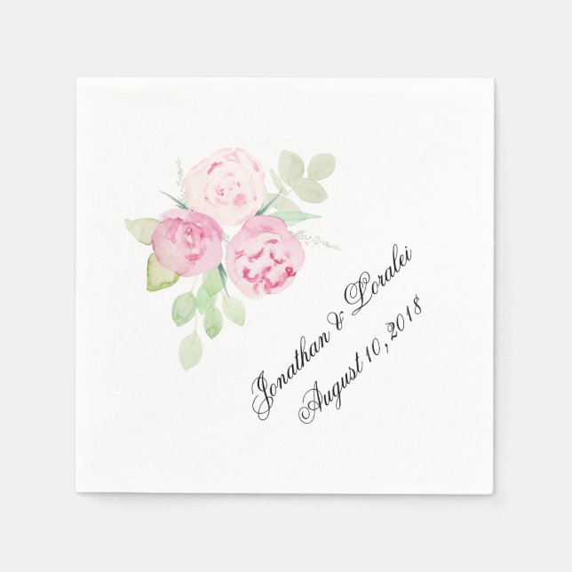 De Papel Personalize seu guardanapo rosa floral (Frente)