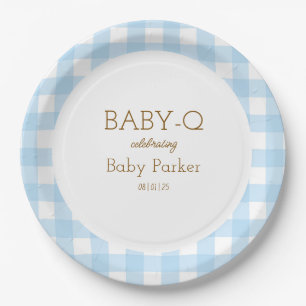 De Papel Prato Circular Baby-Q Xadrez Azul 2