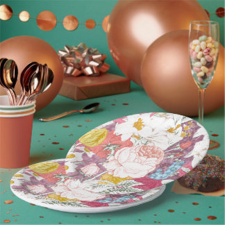 De Papel prato com florescimento