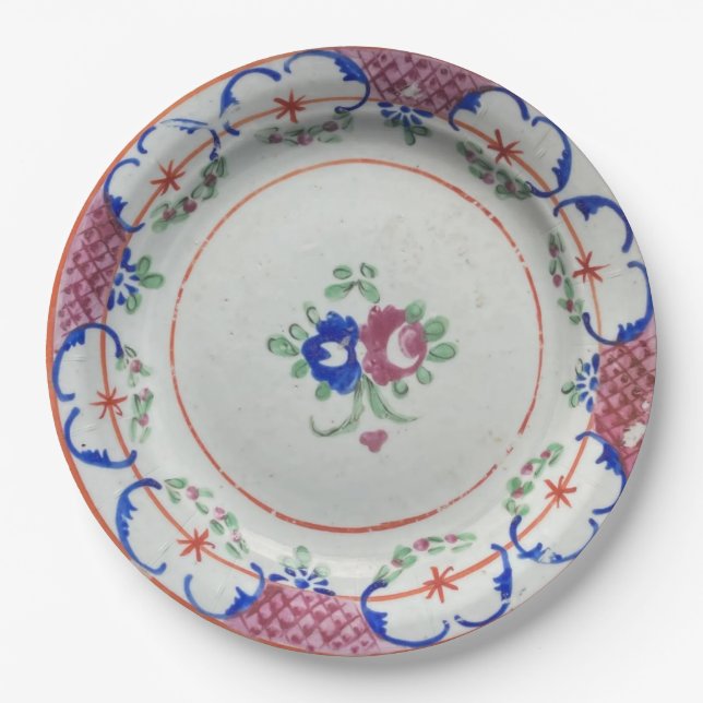 De Papel Prato Floral Antigo 23cm (Frente)