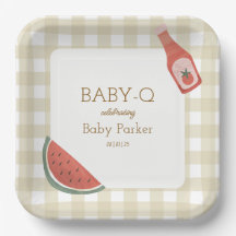 Prato Quadrado Baby-Q Xadrez Bege