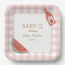 Prato Quadrado Baby-Q Xadrez Rosa